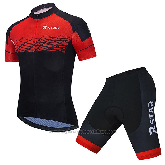 2021 Abbigliamento Ciclismo R Star Nero Rosso Manica Corta e Salopette